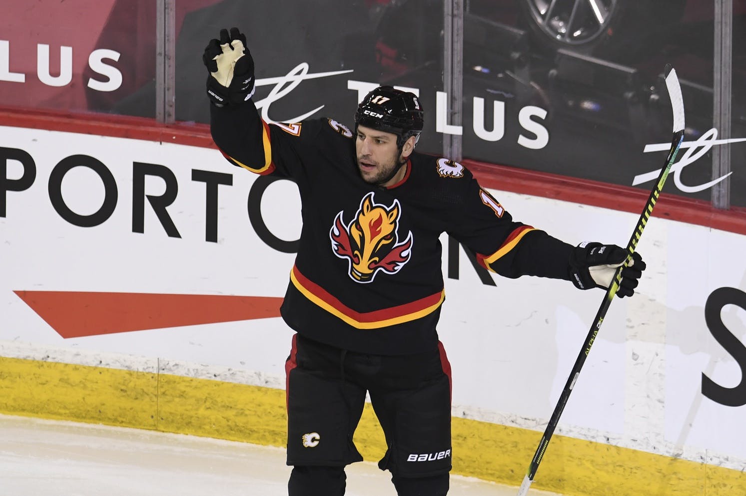 Calgary Flames' Milan Lucic plays during an NHL hockey game