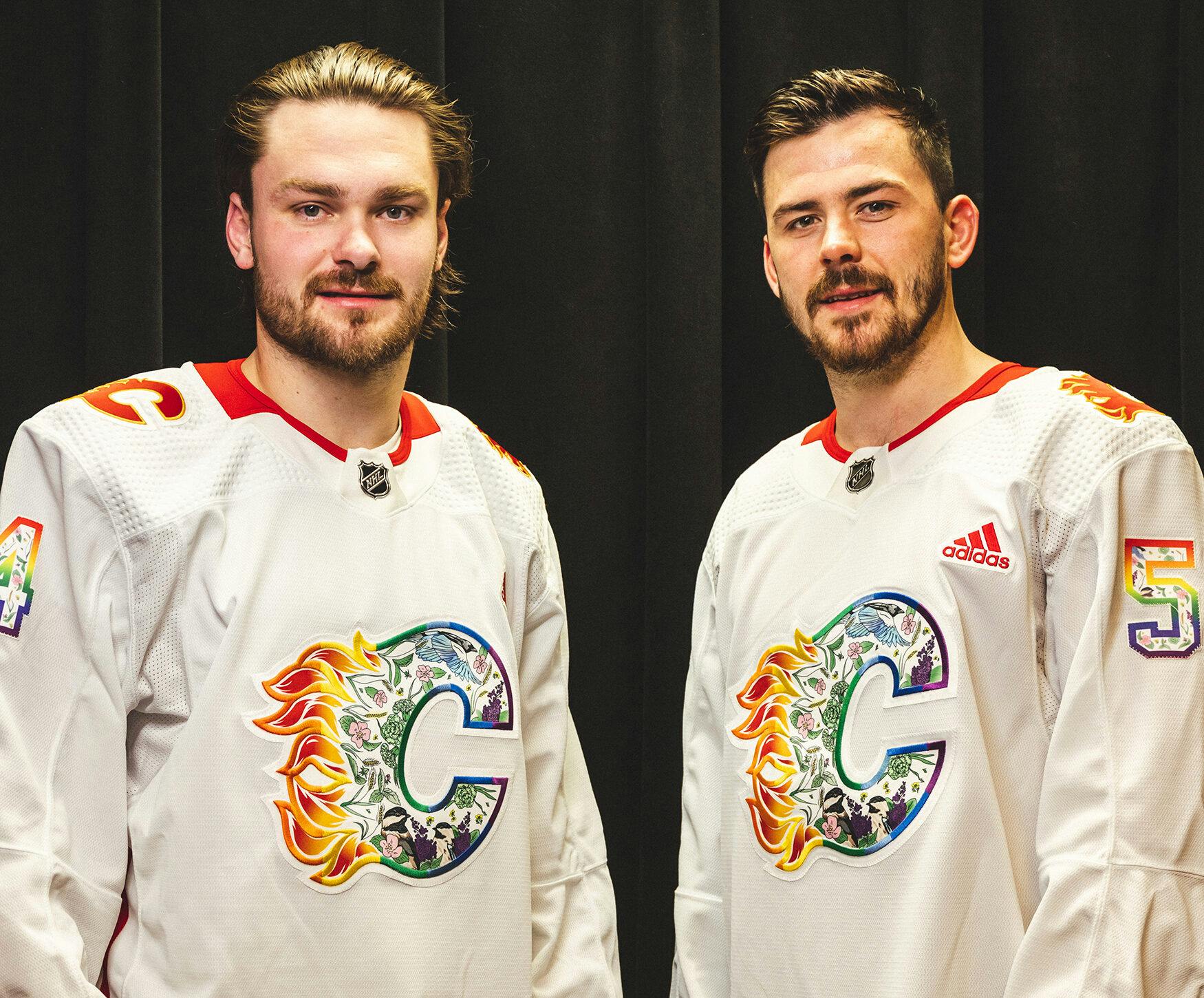 Calgary Flames] We're proud to reveal our 2023 Pride Night jersey, designed  by local artist Megan Parker! We'll be wearing these amazing jerseys during  warm-ups ahead of our Mar. 28 game vs.